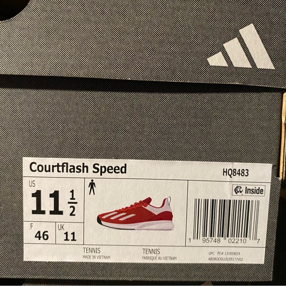 ADIDAS COURTFLASH SPEED TENNIS SHOES Preloved Red Cloud White HQ8483 Men’s Sz - Picture 10 of 11